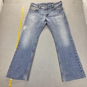 Diesel Zatiny Jeans Mens 34x32 Altered Hem Blue Bootcut 008J4